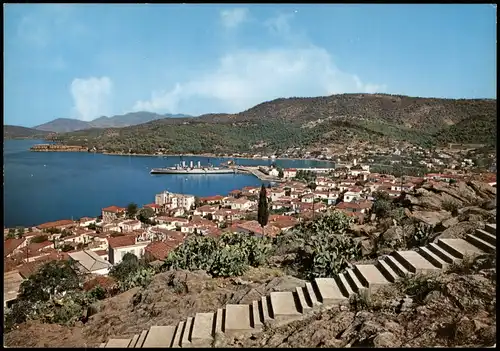 Postcard Poros Πόρος Panorama-Ansicht 1975