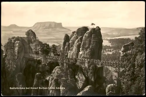 Ansichtskarte Rathen Basteibrücke bei Rathen in der Sächs. Schweiz 1963