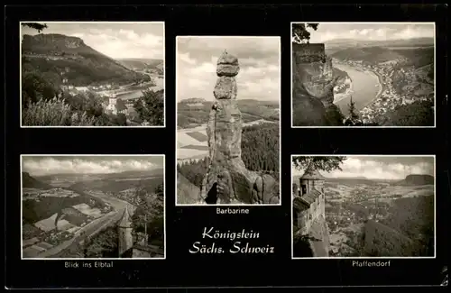 Königstein (Sächsische Schweiz) Panorama-Ansichten DDR Mehrbildkarte 1959