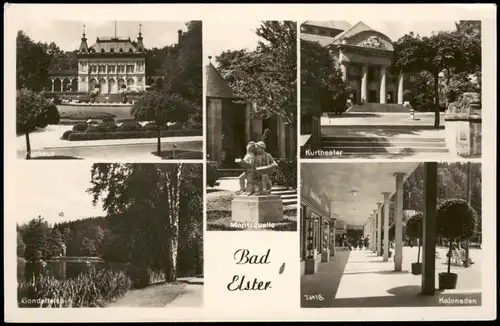 Bad Elster DDR Mehrbildkarte mit Gondelteich, Kurhaus, Kolonaden uvm. 1954