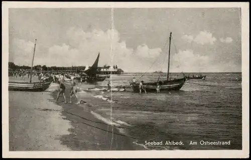 Ansichtskarte Ahlbeck (Usedom) Strand Strandleben Ostsee zur DDR-Zeit 1954