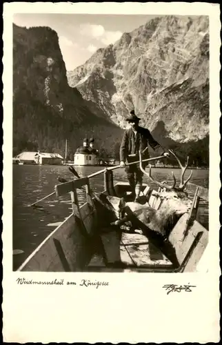 Ansichtskarte Schönau am Königssee Königssee, Jäger mit Wild im Boot 1932
