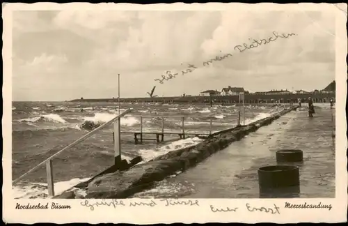 Ansichtskarte Büsum Meeresbrandung 1960