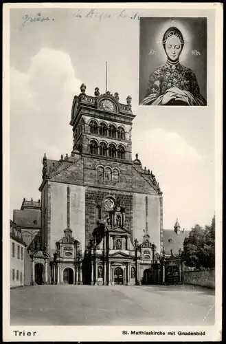 Ansichtskarte Trier St. Matthiaskirche mit Gnadenbild 1950