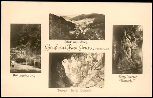 Ansichtskarte Bad Grund (Harz) Umlandansichten: Höhle, Wasserfall 1952