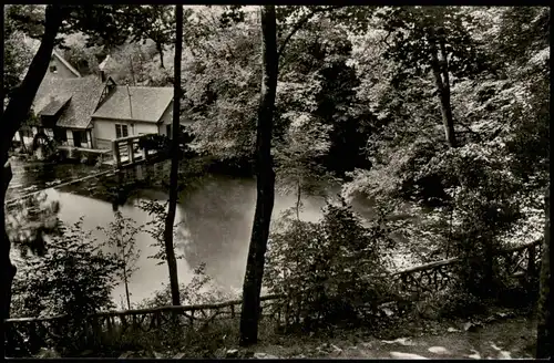 Ansichtskarte Blaubeuren Hammerschmiede  Blautopf 1956  gel. Nachgebühr Stempel