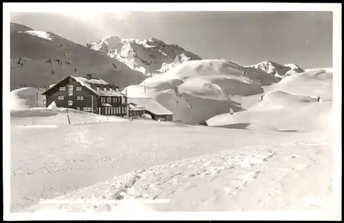 Ansichtskarte Ischgl Berghütte im Winter, Fotokarte 1959