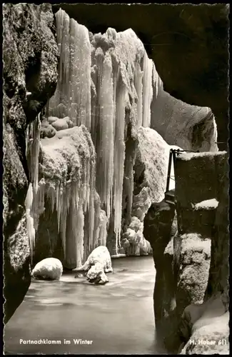 Ansichtskarte Garmisch-Partenkirchen Partnachklamm gefrorener Wasserfall 1961