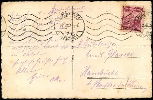 Postcard Karlsbad Karlovy Vary Marktplatz, Straßenkreuzung 1925