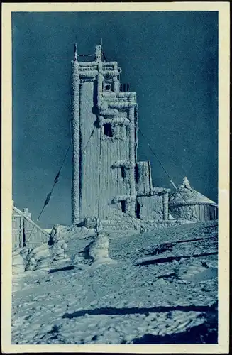 Krummhübel Karpacz Schneekoppe/Sněžka/Śnieżka Wetterwarte Blaudruck 1928