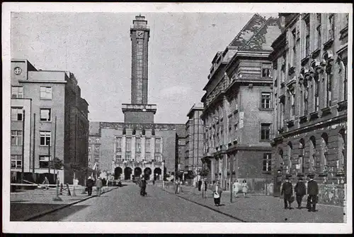 Postcard Ostrau Moravska Ostrava Straßenpartie 1934