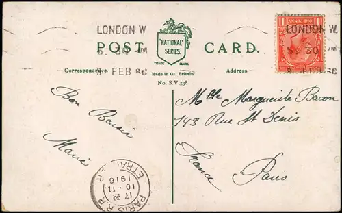 Postcard London Bank of England and Royal Exchange, Kutschen 1916