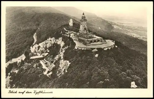 Kelbra (Kyffhäuser) Kyffhäuser Barbarossa Denkmal aus der Vogelschau 1953