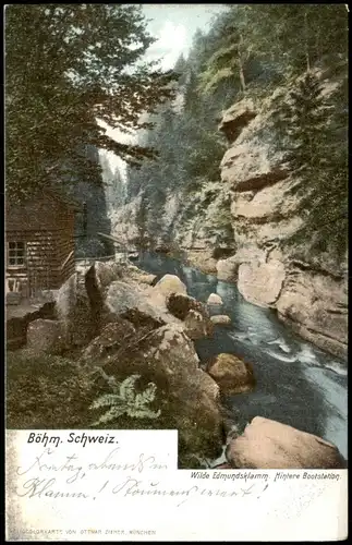 Postcard Jonsdorf (CZ) Janov Wilde Edmundsklamm Hintere Bootstation 1913
