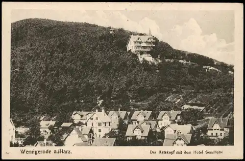 Ansichtskarte Wernigerode Der Ratskopf mit dem Hotel Sennhütte 1918