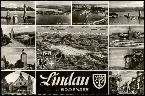 Ansichtskarte Lindau (Bodensee) Stadtteilansichten 1958  gel. 10 Pfg Mi 294