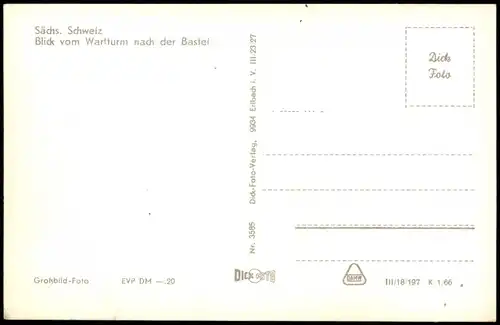 Ansichtskarte Rathen Basteifelsen (Sächsische Schweiz) 1966