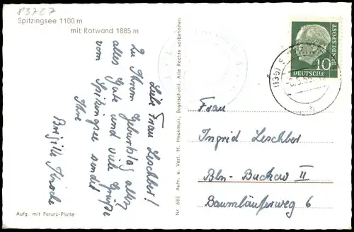 Ansichtskarte Spitzingsee-Schliersee Spitzingsee mit Rotwand 1955