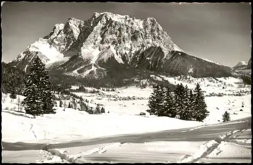 Ansichtskarte Ehrwald Stadt im Winter 1966