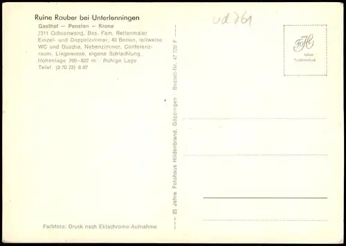 Ansichtskarte Unterlenningen-Lenningen Ruine Rauber 1978