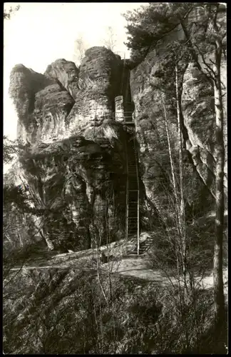Ansichtskarte Rathen Fels Rauenstein (Sächs. Schweiz) Lehmannschlucht 1960