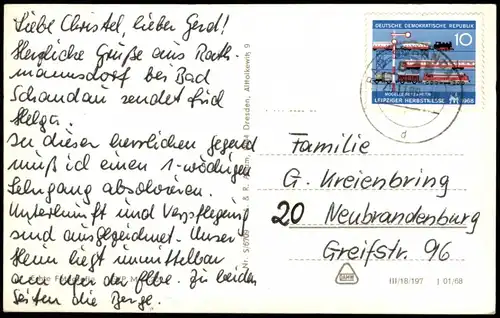 Ansichtskarte Bad Schandau Schrammsteinaussicht 1968