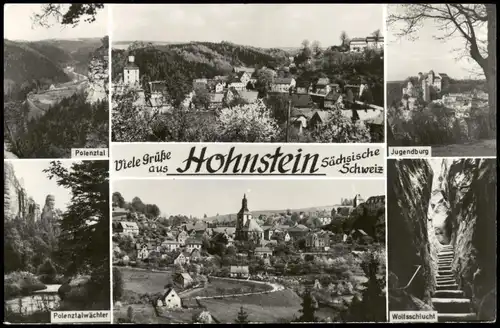 Hohnstein (Sächs. Schweiz) DDR Mehrbild-AK Polenztal  Wolfsschlucht uvm. 1973