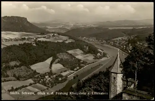 Porschdorf-Bad Schandau Sächs. Schweiz  Festung Königstein zum Lilienstein 1956