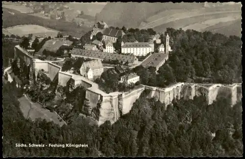 Königstein (Sächsische Schweiz) Festung Königstein  Vogelschau-Perspektive 1964