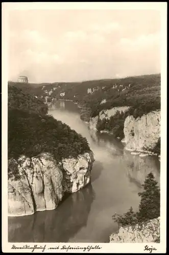 Ansichtskarte Kelheim Donaudurchbruch mit Befreiungshalle 1937