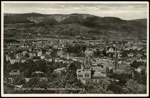 Postcard Teplitz-Schönau Teplice Panorama-Ansicht Gesamtansicht 1930