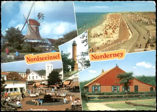 Ansichtskarte Norderney Windmühle, Nordstrand, Brunnenplatz 1983