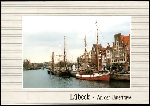 Ansichtskarte Lübeck An der Untertrave, Segelboote 1985