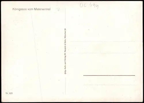 Königsee-Rottenbach Königssee vom Malerwinkel - Künstlerkarte 1964