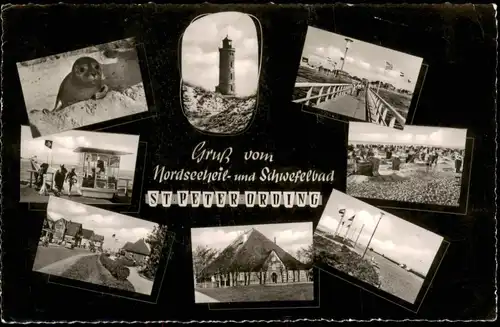 Ansichtskarte St. Peter-Ording Robbe, Strand, Straße Kiosk 1969