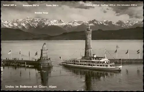 Ansichtskarte Lindau (Bodensee) Hafen, Ausflugsdampfer 1964