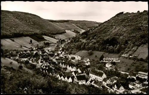 Ansichtskarte Wiesensteig Stadt, Markierung Gasthaus zur Post 1963