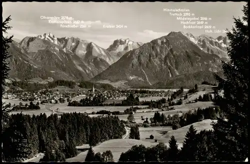 Ansichtskarte Oberstdorf (Allgäu) Panorama-Ansicht, Berg-Panorama 1964