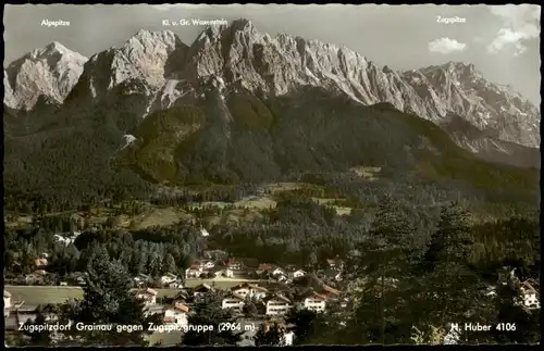 Ansichtskarte Grainau Zugspitzdorf gegen Zugspitzgruppe (2964 m) 1958