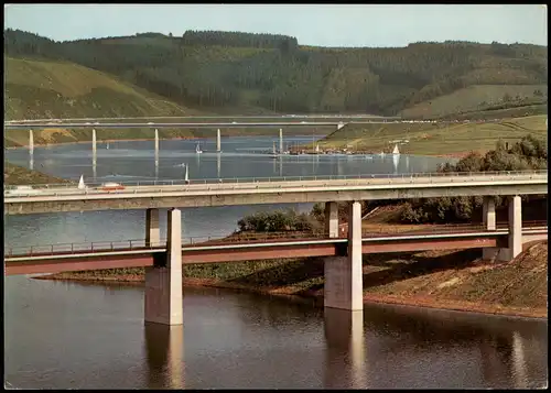 Attendorn Blick auf Doppelstockbrücke, Dumicketal und Talbrücke Sondern 1980