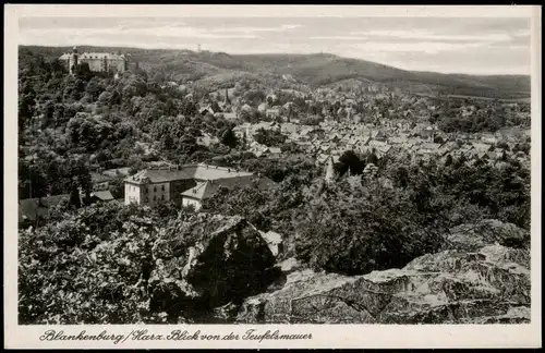 Ansichtskarte Blankenburg (Harz) Ortspanorama Blick von der Teufelsmauer 1930