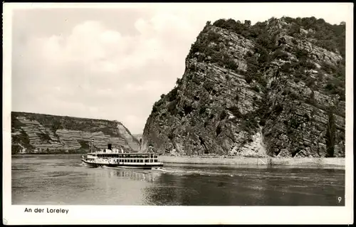 Ansichtskarte Sankt Goar Rhein Schiff Dampfer im Rheintal an der Loreley 1951
