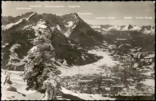 Ansichtskarte Garmisch-Partenkirchen Panorama-Ansicht vom Wank 1963