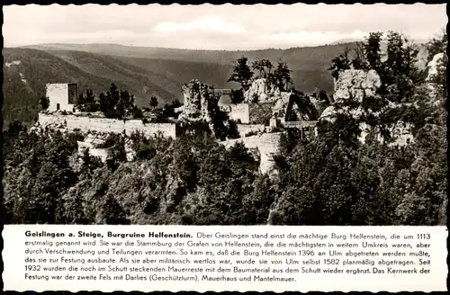 Geislingen an der Steige Burg Ruine Helfenstein mit Chronik-Informationen 1960