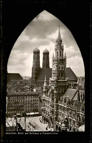 Ansichtskarte München Blick auf Rathaus u. Frauenkirche 1960