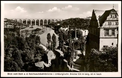 Ansichtskarte Limburg (Lahn) Blick vom Dom a. d. Reichsautobahnbrücke 1951
