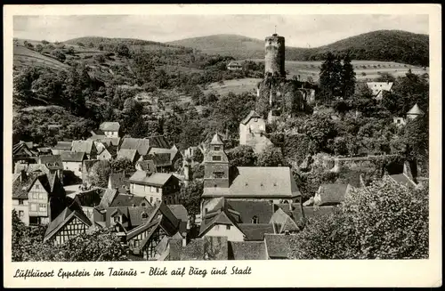 Ansichtskarte Eppstein (Taunus) Blick auf Burg und Stadt 1952