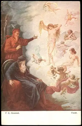 Ansichtskarte  Künstlerkarte Kunst (Art Postcard) F. C. Gounod: Faust 1910
