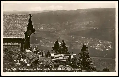 Postcard Markt Eisenstein Železná Ruda Blick vom Arberschutzhaus 1939