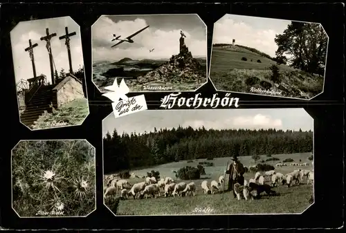 Gersfeld (Rhön) Hoch-Rhön Mehrbild-AK mit Wasserkuppe,  Schäfer uvm. 1965